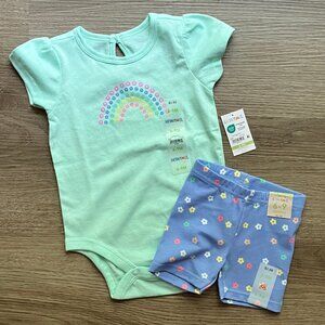 6-9M Garanimals Flower Onesie & Shorts Outfit